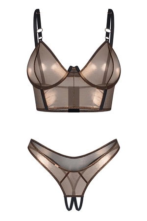 Obsessive Soranna top & crotchless thong Nocna komplet top + stringi, black