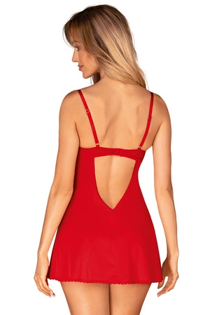 Obsessive Ingridia chemise Nocna komplet koszulka + stringi, czerwony