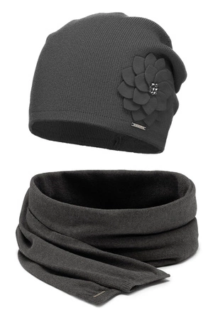 Vivisence 7010Kmpl Komplet czapka+szalik, ciemnoszary