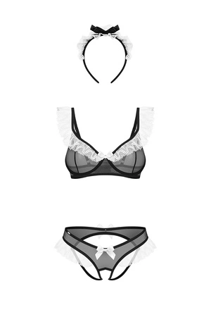 Obsessive Naughty Maid 3-pcs costume Nocna sexy kostium, black