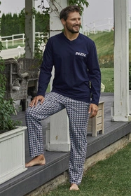 Italian Fashion Jaromir dł.r. dł.sp. Nocna piżama, granat/druk