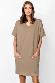 Italian Fashion Karina tunika kr.r. Sukienka klasyczna, camel