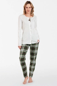 Italian Fashion Asama dł.r. dł.sp. Nocna piżama, ecru/druk