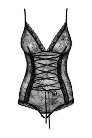 Obsessive Slevika teddy Body sexy, czarny