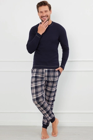 Italian Fashion Brit dł.r. dł.sp. Nocna piżama, granat/druk