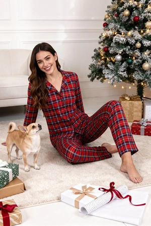 Vivisence 2067 Nocna piżama, czerwony-krata