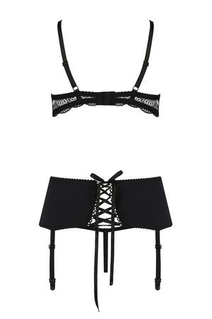 Casmir Alina set Nocna komplet półbiustonosz + stringi + pas do pończoch, black