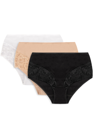 Vivisence 4008 3-pack Majtki wysokie figi, bia�y/be�owy/czarny