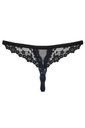 Obsessive Letica Crotchless Thong Majtki stringi, czarny
