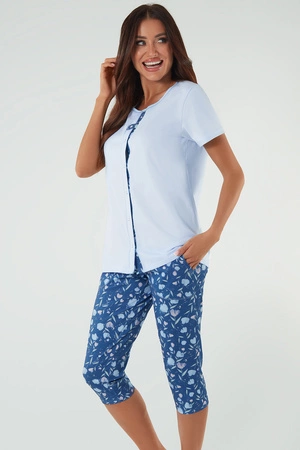 Italian Fashion Lady kr.r. sp.3/4 Nocna piżama, niebieski/druk