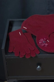 Vivisence 7202 Rękawiczki dzianinowe, bordowy