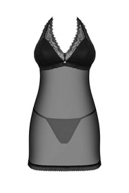 Obsessive Medilla chemise Nocna komplet koszulka + stringi, czarny
