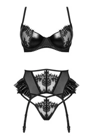 Beauty Night Rafaella set BN6717 Nocna komplet biustonosz + stringi + pas do pończoch, black