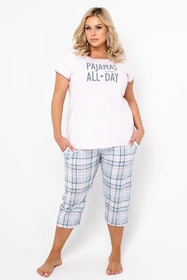 Italian Fashion Glamour kr.r. sp.3/4 Nocna piżama, j.róż/druk