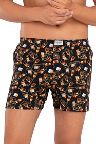 Italian Fashion Black Majtki bokserki, druk whiskey