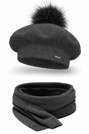 Vivisence 7035Kmpl Komplet beret+szalik, ciemnoszary