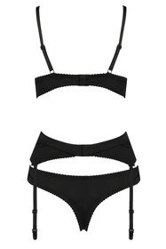 Avanua Hanan set Nocna komplet biustonosz + stringi + pas do pończoch, black