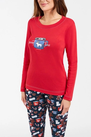 Italian Fashion Makala dł.r. dł.sp. Nocna piżama, czerwony/druk