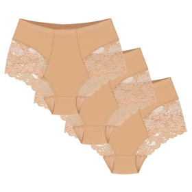 Wol-Bar Slimea 3-pak Majtki wysokie figi, beżowy