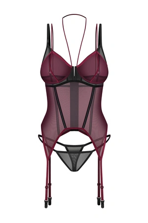 Obsessive Parisel corset & thong Gorset sexy, bordo-czarny