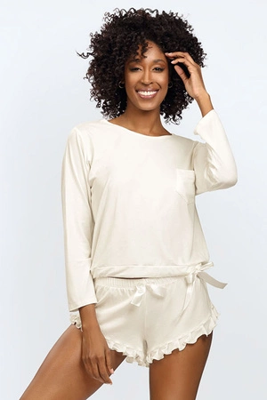 Dkaren Ronnie Nocna komplet koszulka + szorty, ecru