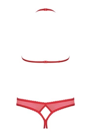 Obsessive 870-SEC-3 Nocna komplet biustonosz + stringi, czerwony