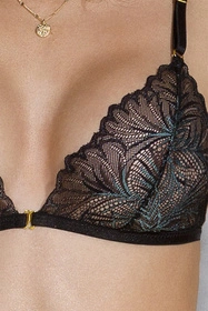 Passion Deliena set Nocna komplet biustonosz + stringi + pas do pończoch, black