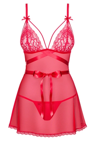 Obsessive Lovlea babydoll Nocna komplet koszulka + stringi, czerwony