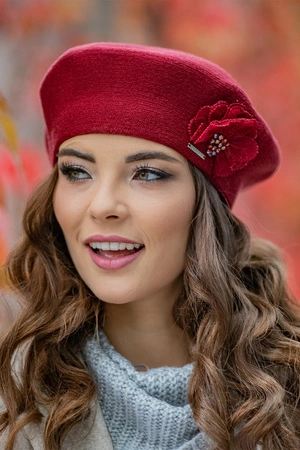 Vivisence 7036 Nakrycie głowy beret, bordowy