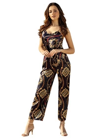 Dkaren DK-KI-014 Nocna komplet top + spodnie, granat-wzór