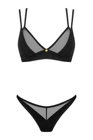Obsessive Nesari 2-pcs set Nocna komplet biustonosz + stringi, czarny