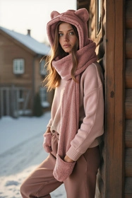 Vivisence 70107 Nakrycie głowy kaptur, pudrowy róż