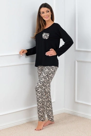 Italian Fashion Birma dł.r. dł.sp. Nocna piżama, czarny/druk