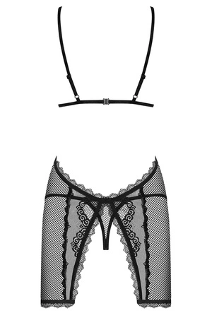 Obsessive Millagro chemise Nocna komplet koszulka + stringi, czarny