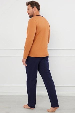 Italian Fashion Juliusz dł.r. dł.sp. Nocna piżama, koniak/granat