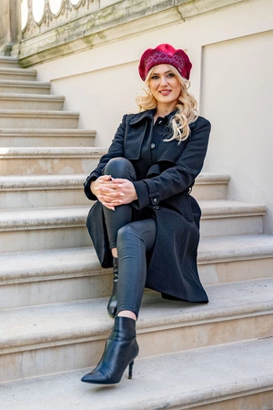 Vivisence 7050 Nakrycie głowy beret, bordowy