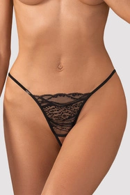 Obsessive Bianca 2-pack crotchless thong Majtki stringi otwarte, czarny