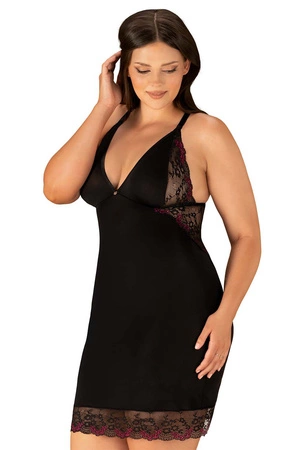 Obsessive Vanessme chemise Nocna komplet koszulka + stringi, czarny