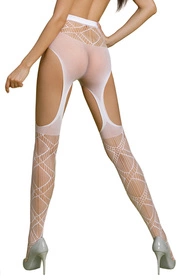 Passion ECO S005 Wyrób pończoszniczy pończochy z pasem, white