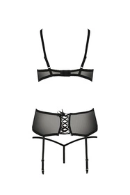 Casmir Aurelia set Nocna komplet półbiustonosz + stringi + pas do pończoch, black