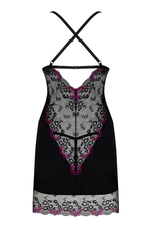Obsessive Vanessme chemise Nocna komplet koszulka + stringi, czarny