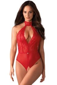 Obsessive Dagmarie teddy Body sexy, czerwony