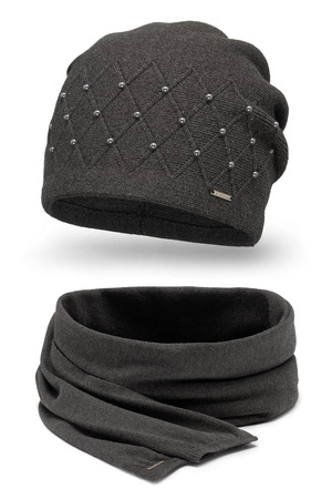 Vivisence 7002Kmpl Komplet czapka+szalik, ciemnoszary