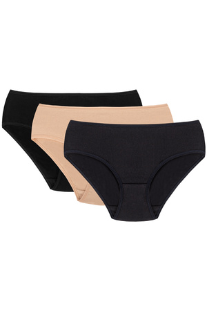 Vivisence 4002 3-pack Majtki figi, czarny/be�owy/granatowy