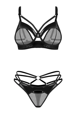 Obsessive Dominna 2-pcs set Nocna komplet biustonosz + stringi, black