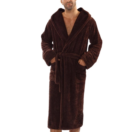 Dkaren 130 z kapturem Nocna szlafrok, czekolada