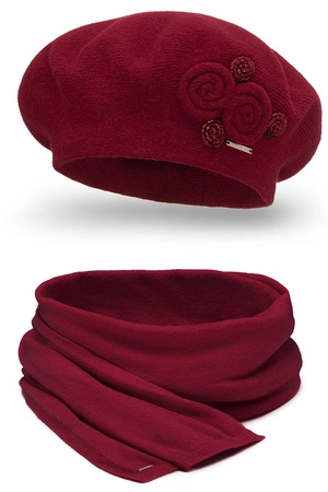 Vivisence 7037Kmpl Komplet beret+szalik, bordowy