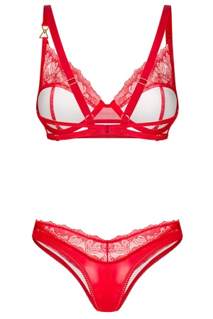Obsessive Aliosa 2-pcs set Nocna komplet biustonosz + stringi, red