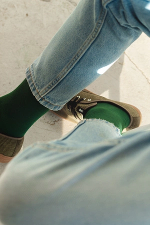 Steven 056 garniturowe gładkie Skarpety za kostkę, zielony 091