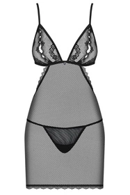 Obsessive Millagro chemise Nocna komplet koszulka + stringi, czarny